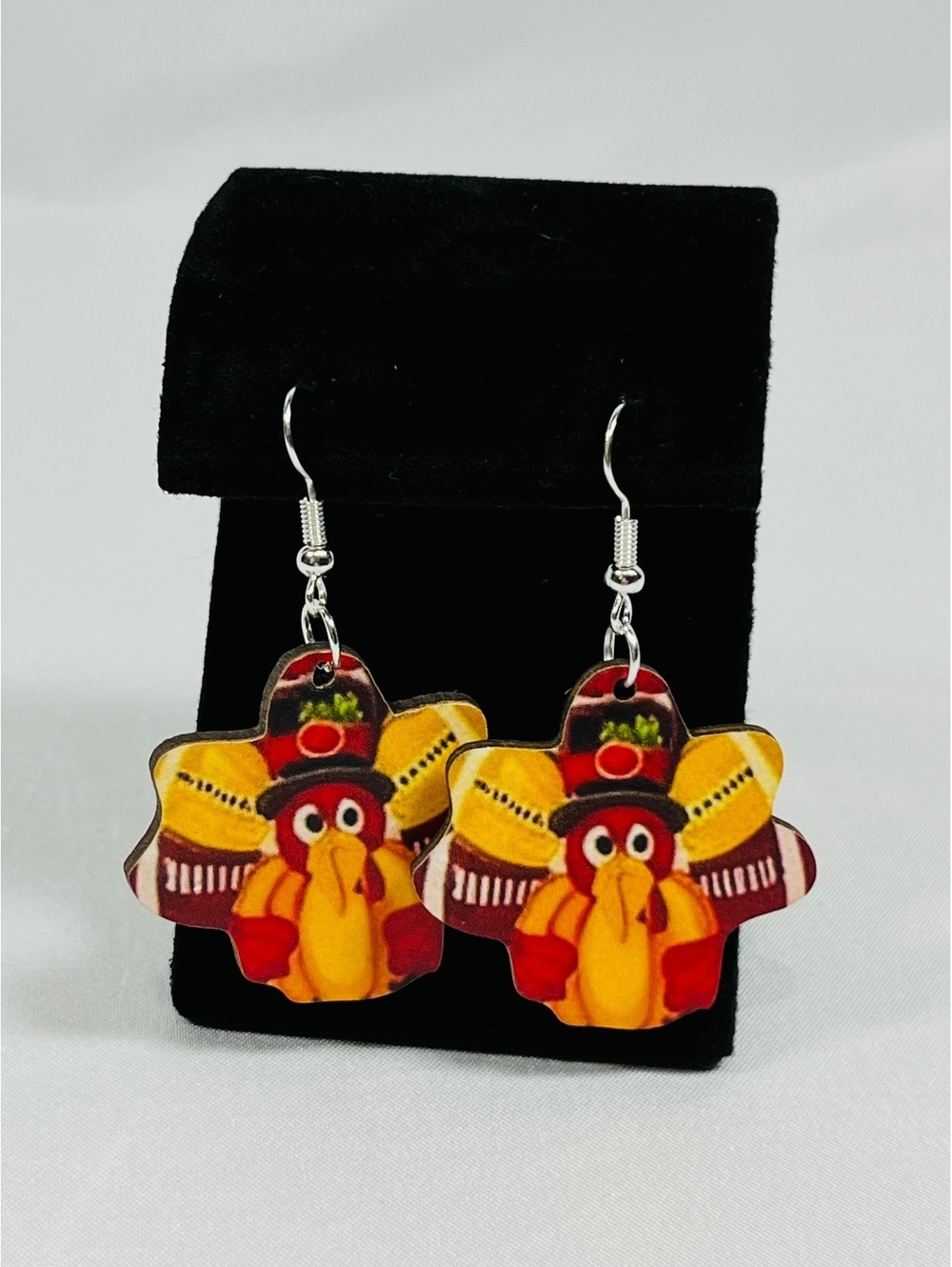 Colorful Turkey Football Dangle Earrings for Women – Festive Holiday Accessory